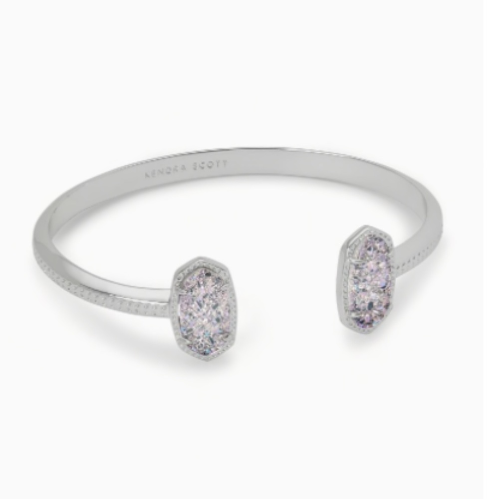 Kendra Scott Elton Silver Cuff Bracelet Gray Drusy